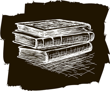 Stack of books isolated on blackのイラスト素材