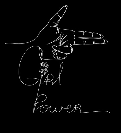 Hand drawn female hand in gun gesture, Girl Gangのイラスト素材