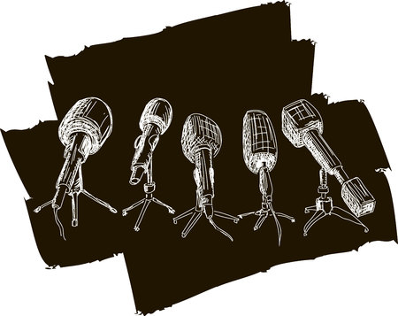 Live news template with microphoneのイラスト素材