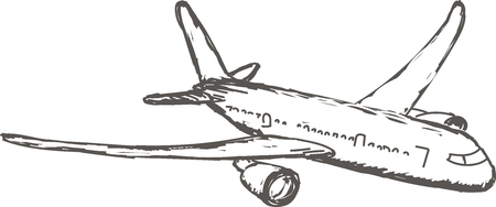 airliner, aircraft hand drawnのイラスト素材
