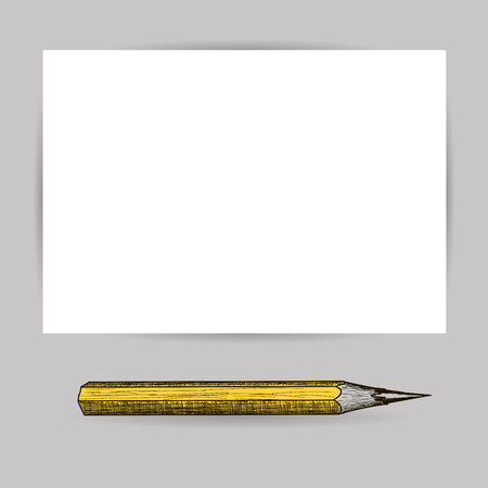 Pencil with white paper. Mock up. Education Concept.のイラスト素材