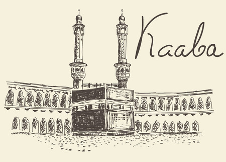 Holy Kaaba in Mecca Saudi Arabiaのイラスト素材