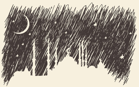 Ramadan celebration vintage engraved illustrationのイラスト素材