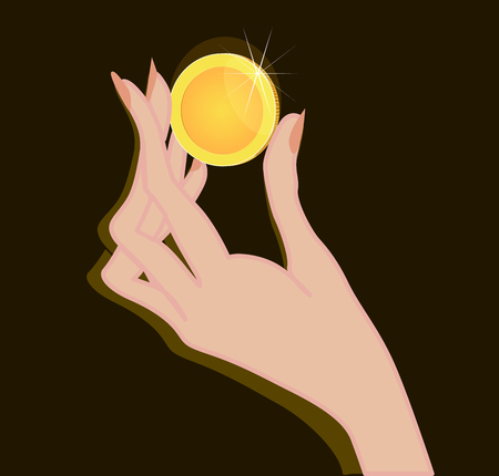 Hand pose holding a coin, moneyのイラスト素材