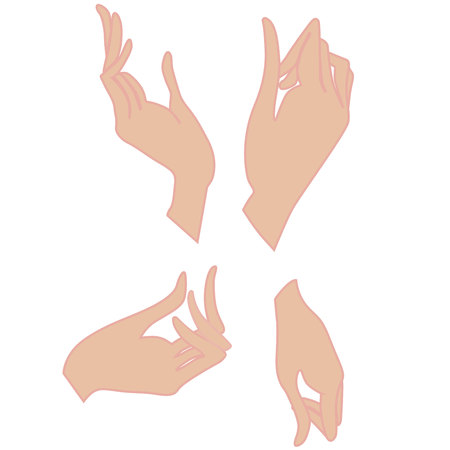 Set of woman hands isolated on white backgroundのイラスト素材