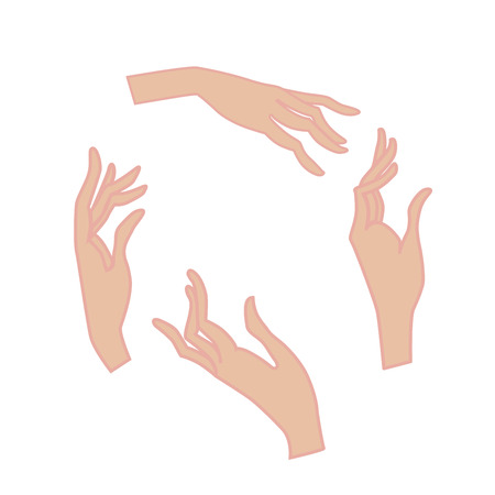 Set of woman hands isolated on white backgroundのイラスト素材