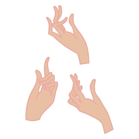 Set of woman hands isolated on white backgroundのイラスト素材