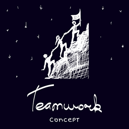 hand drawn teamwork concept sketchのイラスト素材