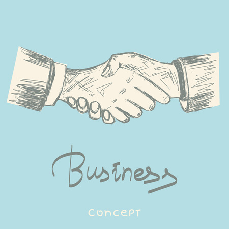 Handshaking of two businessmen meaning successful meeting or deal.のイラスト素材