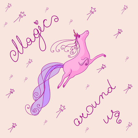 unicorn illustration backgroundのイラスト素材