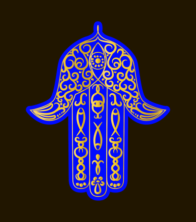 Hand drawn Ornate amulet Hamsa Hand of Fatimaのイラスト素材