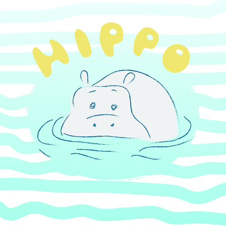 funny hippopotamusのイラスト素材
