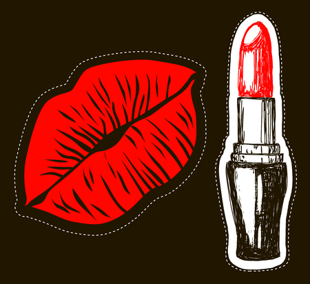 Red lips and lipstick patchのイラスト素材