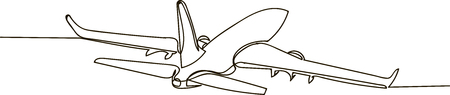 continuous line drawing of jet planeのイラスト素材