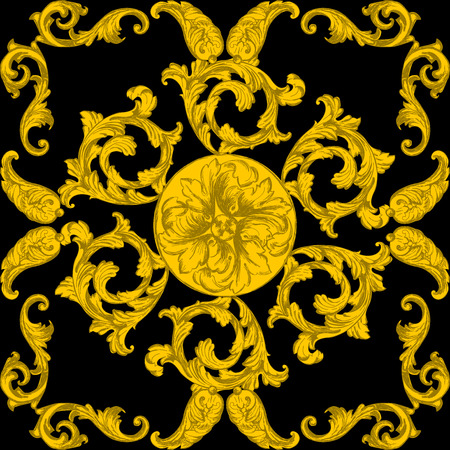 Seamless pattern with golden baroque elements. Vector illustration.&#xD;&#xA;のイラスト素材