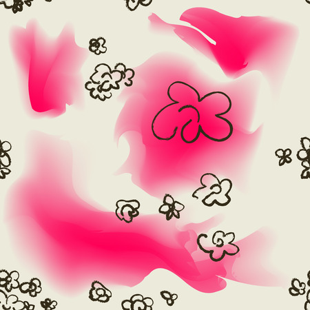 Trendy seamless floral watercolor ditsy pattern. Fabric design with simple flowers. Vector scandinavian repeated pattern for fabric, wallpaper or wrap paper.のイラスト素材