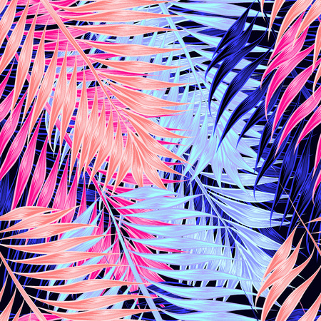Seamless pattern of tropical leaves of palm treeのイラスト素材
