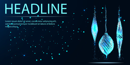 Low polygon Christmas ball wireframe mesh on dark blue backgroundのイラスト素材