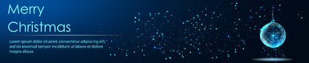 Low polygon Christmas ball wireframe mesh on dark blue backgroundのイラスト素材