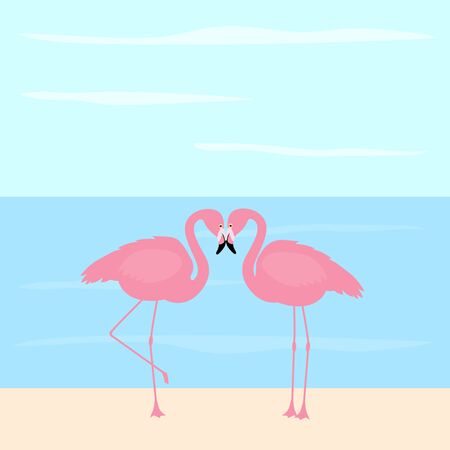 Flamingo vector birds tropicsのイラスト素材