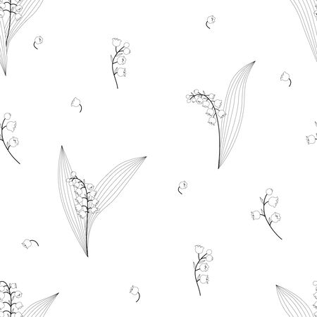 Seamless pattern vector graphic lily of the valley floral elementsのイラスト素材