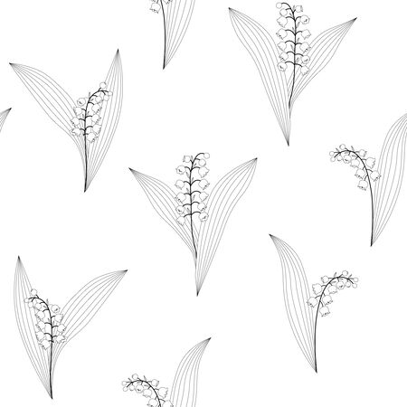 Seamless pattern vector graphic lily of the valley floral elementsのイラスト素材