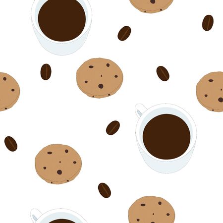 Seamless pattern Coffee cookies chocolate food illustration vector scrapbooking wallpaper print on fabricのイラスト素材