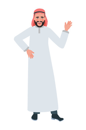 Arab man in Muslim clothes. The traditional costumes of the Eastern countries. Vector illustration of the peoples of the worldのイラスト素材