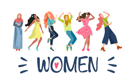 Women activists speak at a demonstration for women's equality. Women fight for gender equality in social society. Vector illustrationのイラスト素材
