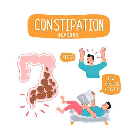 Irritable bowel syndrome. Illustration of a spasm on the gut. Vector illustration of medical posters in gastroenterologyのイラスト素材