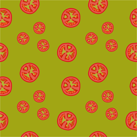 Vector seamless pattern with tomato slicesのイラスト素材