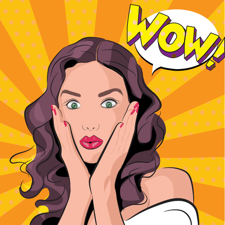 Vector illustration of an amazed woman or girl.のイラスト素材