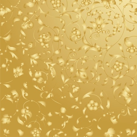 Vector golden gradient background with floral ornamentのイラスト素材