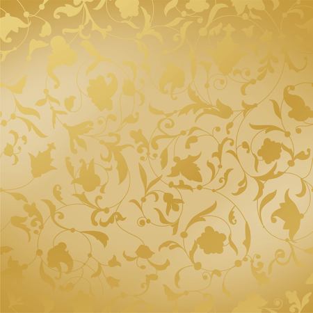 Vector golden gradient background with floral ornamentのイラスト素材