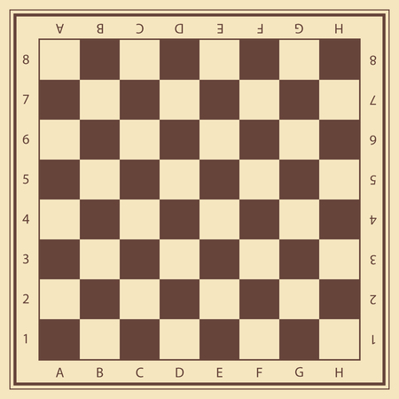 Vector chess field in beige and brown colors with numbersのイラスト素材