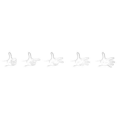 Vector set of of finger gestures. 1-5 scoringのイラスト素材