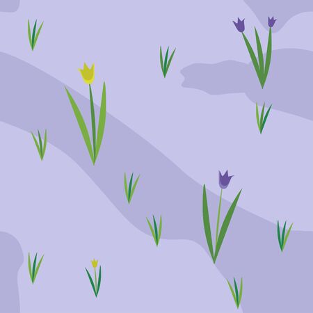 Vector seamless texture with spring fiels and wild flowersのイラスト素材