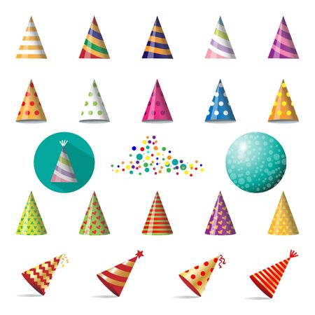 Vector set of party caps on whiteのイラスト素材