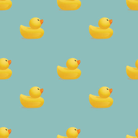 Vector seamless texture with yellow rubber duckのイラスト素材