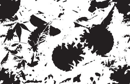 Vector seamless autumn background. Black and white textureのイラスト素材
