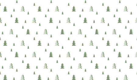 green christmas trees on white background, seamless vector pattern