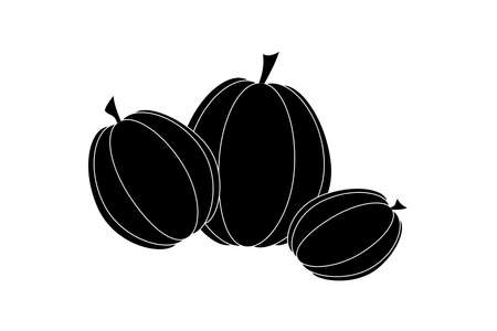 black pumpkins on white background, halloween symbol, vectorのイラスト素材