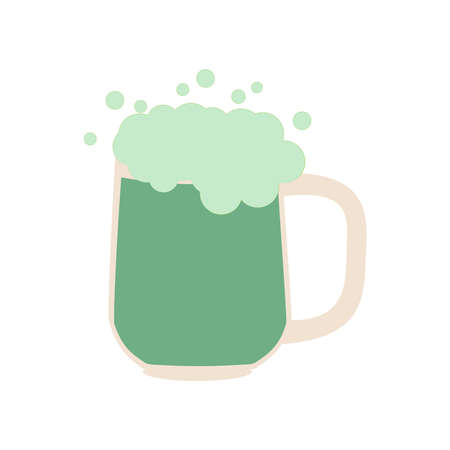 Vector illustration of a mug of green beer - a symbol of St. Patrick's Day. Flat design.Autoのイラスト素材