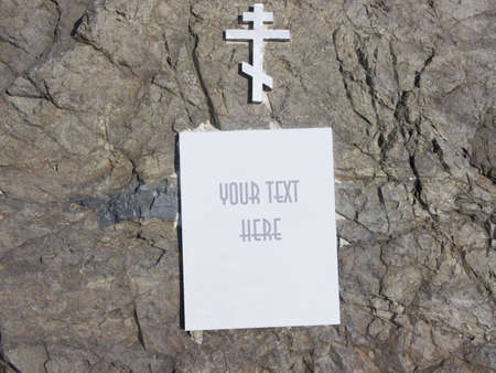 The image of a cross and a place for an inscriptionの写真素材