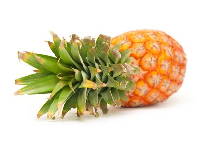 The image of ripe pineapple on a white backgroundの写真素材