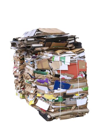 Waste paper isolated on white backgroundの写真素材