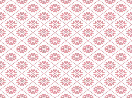 Japanese pattern with flowers. Vector wallpaper, textile, paper, or other prints. Seamless traditional background.のイラスト素材
