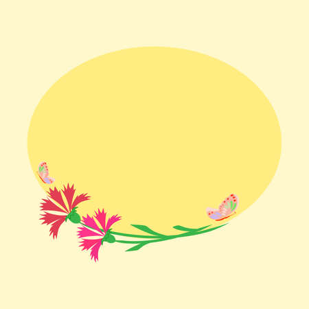 Oval frame with two blue cornflowers.のイラスト素材