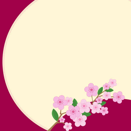 Spring background with flowers. Blossom branches horizontal frame.のイラスト素材