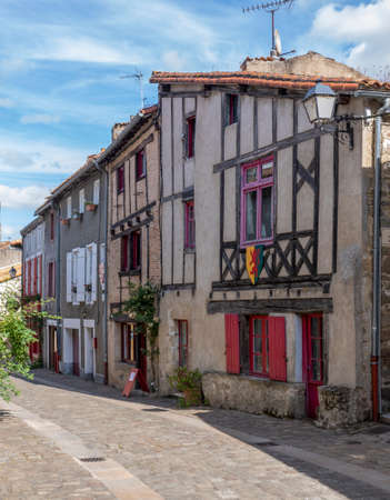 View of the old stone houses of Partenay, Aquitaine, Franceの写真素材